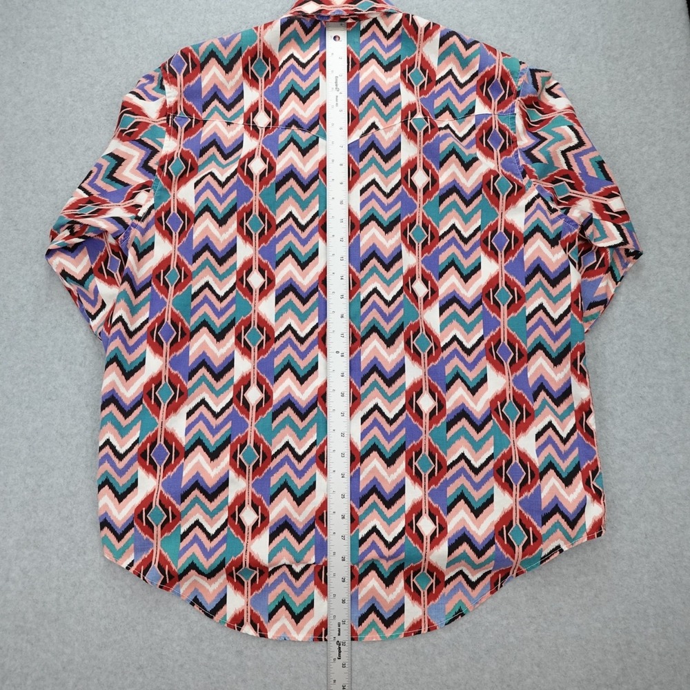 Vntg Frontier Series Western Shirt Mens XL Pink Turquoise Button Cowboy 80s 90s - Picture 8 of 11
